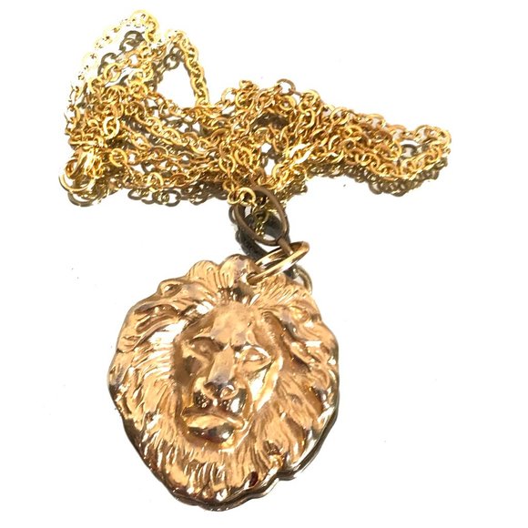 Conceptual Subculture Jewelry - Lion Pendant Handmade Brass Long Bohemian Statement Necklace Steampunk Gothic